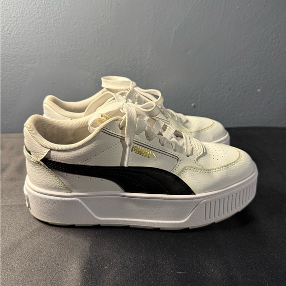 Puma Cream and Black Platform Sneakers - Picture 2 of 7